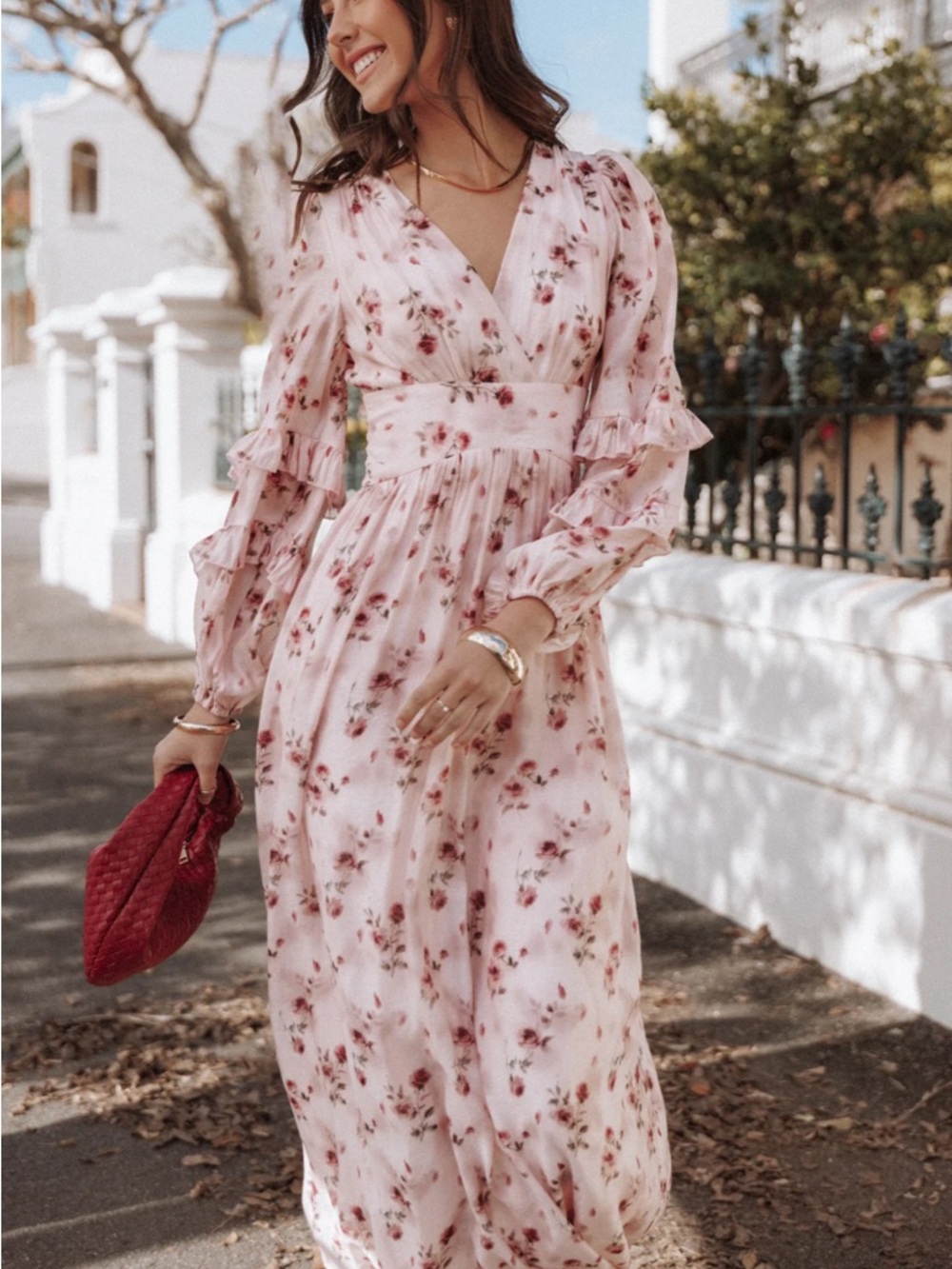 Petal & Pup Pink Floral V-Neck Maxi Dress